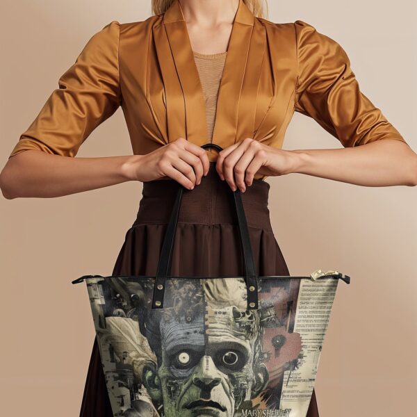 Frankenstein Old Parchment Leather Tote Bag