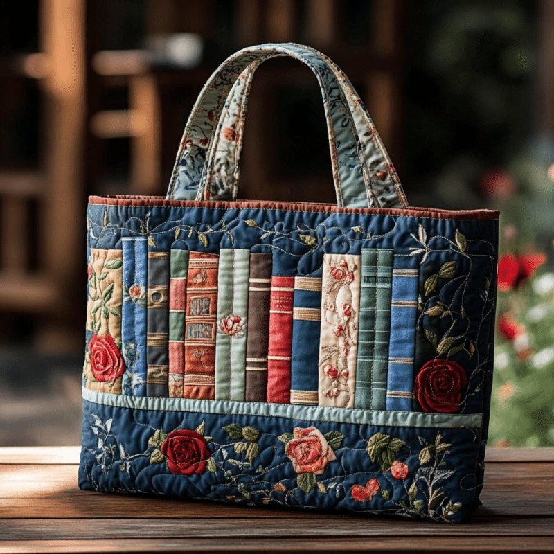 71fc5d739d76ddbf1d7deed3f3e5608d.png Book Bloom Quilted Tote Bag