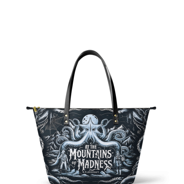 At The Mountains Of Madness Leather Tote Bag