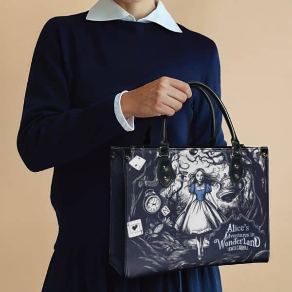 Down the Rabbit Hole Leather Handbag, Blue Interior