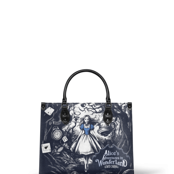 Down the Rabbit Hole Leather Handbag, Blue Interior