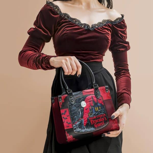 Dracula's Guest Small Leather Handbag, Black Interior