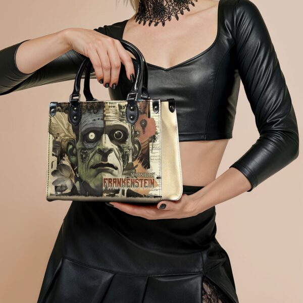 Frankenstein Old Parchment Small Leather Handbag, Black Interior