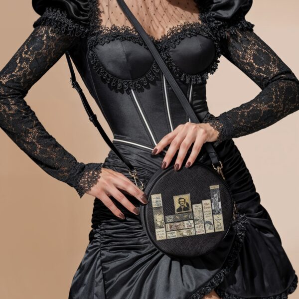 Poe's Library Ashen Black Circle Crossbody Bag