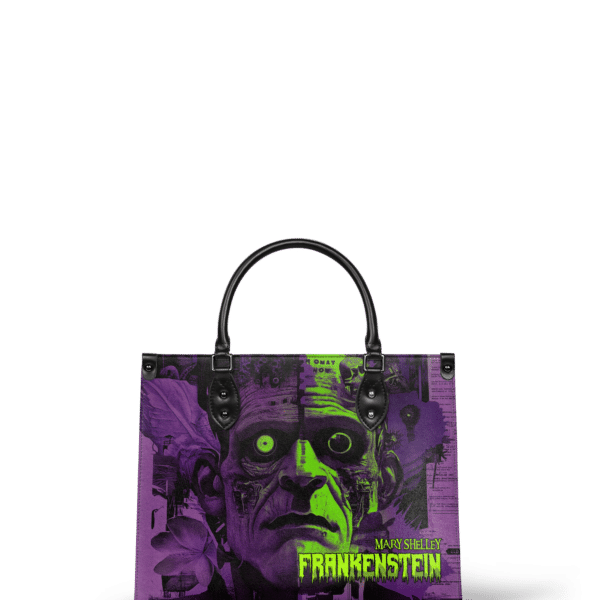 Frankenstein Lablight Violet Leather Handbag, Purple Interior