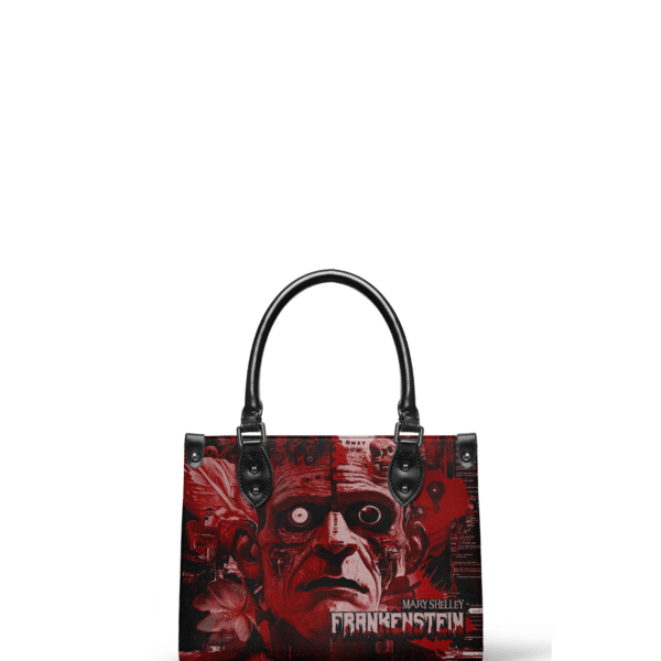 Frankenstein Heart Surge Small Leather Handbag, Black Interior