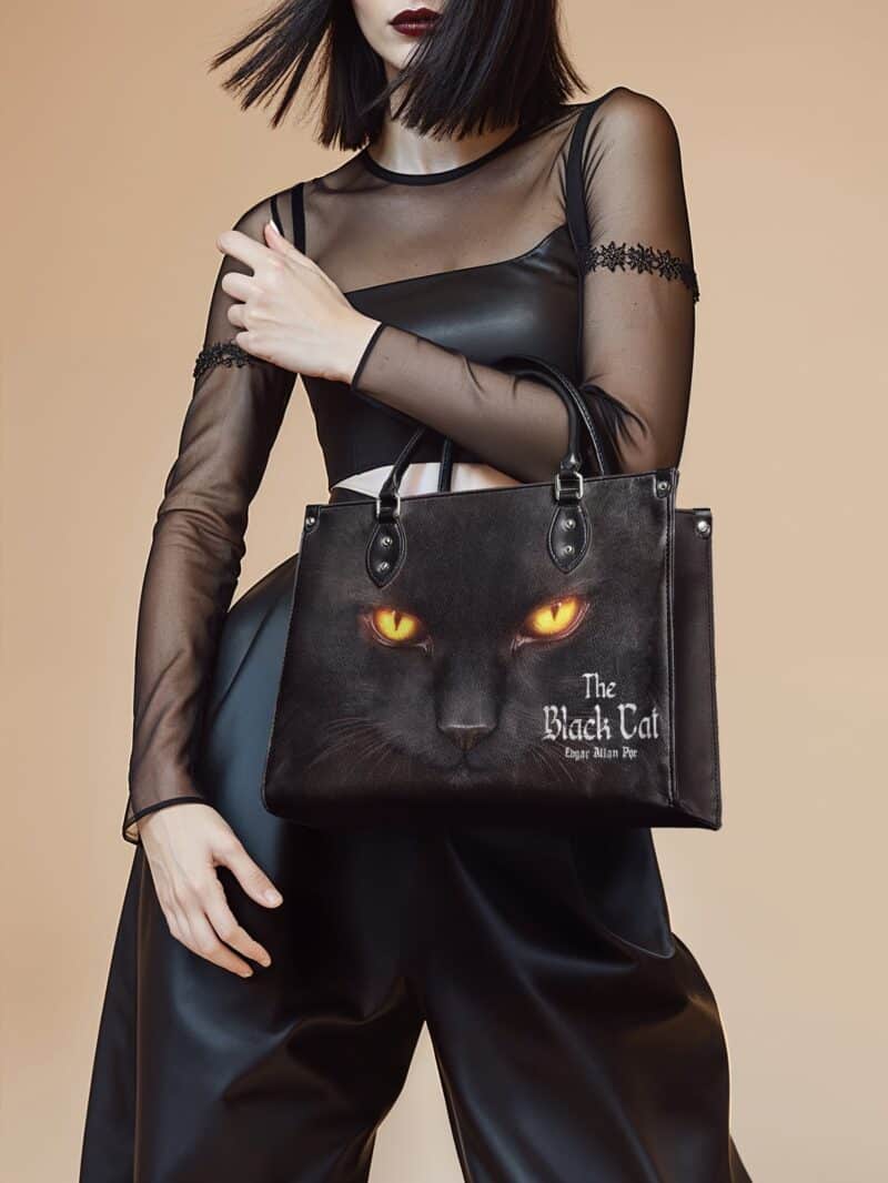 The-Black-Cat-inuse-1_8e096164-e82f-419f-bc74-2ab9490afca2.jpg The Black Cat Leather Handbag, Red Interior