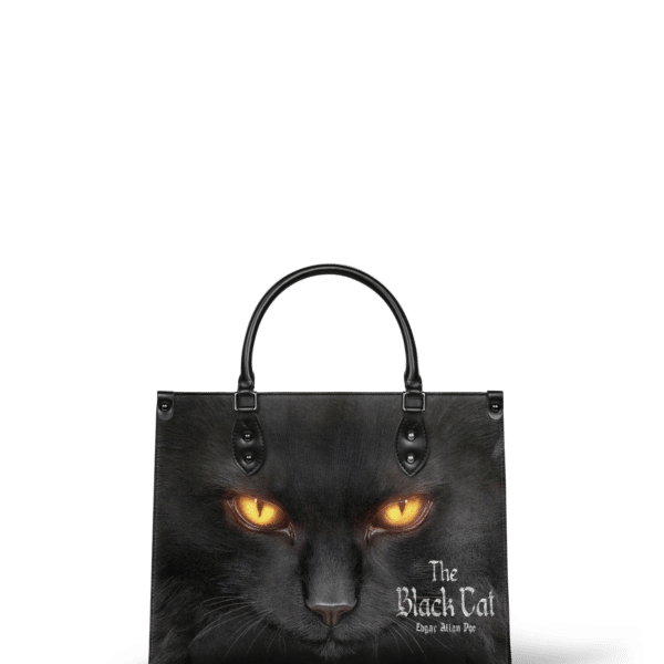 The Black Cat Leather Handbag, Red Interior