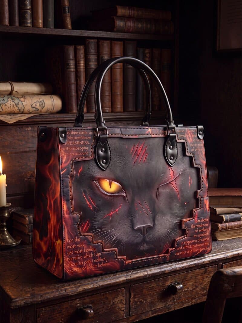 The-Black-cat-mk2_faec17f1-a8ba-4dad-97f1-427e9ad16f60.jpg The Black Cat Hellfire Red Applique Leather Handbag