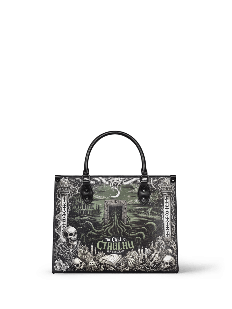 The-Call-Of-Cthulhu_mk1_d3ca5f1a-e563-41ed-8c11-7e85b32423b7.png The Call Of Cthulhu Leather Handbag, Brown Interior