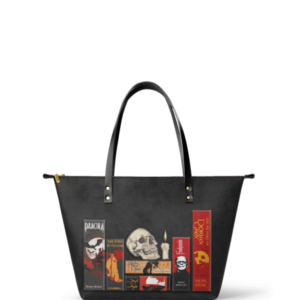 The Codex of Gothic Tales Deadlight Black Leather Tote Bag