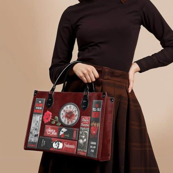The Crimson Codex Leather Handbag, Red Interior