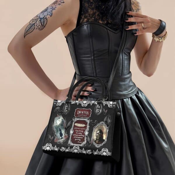 The Dracula Small Leather Handbag, Black Interior