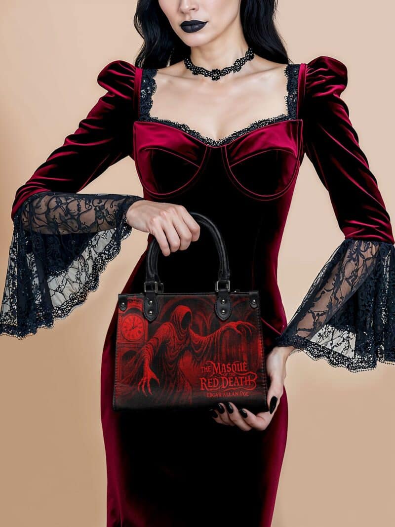 The-Masque-Of-The-Red-Death-inuse-1_1e2216a8-3190-4fc9-bd8f-44f0e0b5aead.jpg The Masque Of The Red Death Small Leather Handbag, Black Interior
