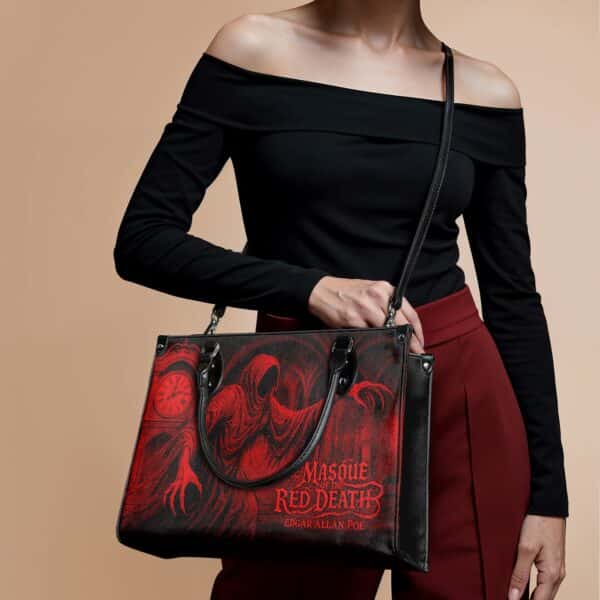 The Masque Of The Red Death Leather Handbag, Black Interior