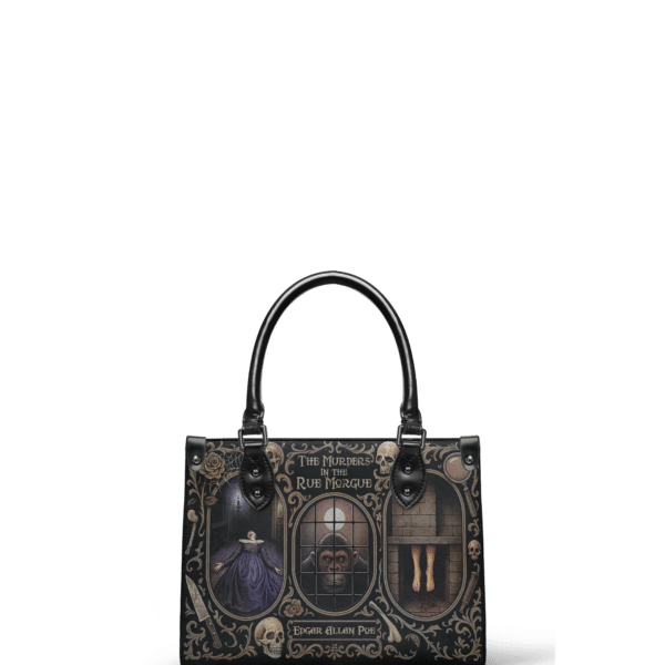 The Murders In The Rue Morgue Small Leather Handbag, Black Interior