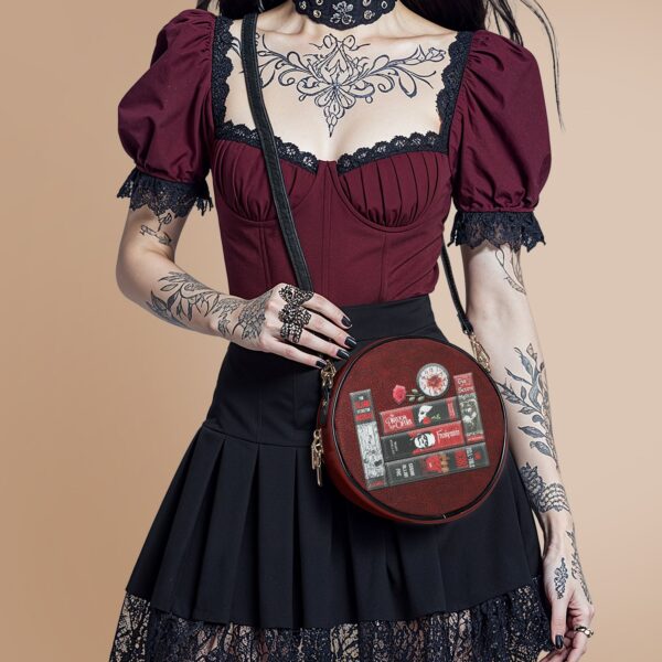 The Crimson Codex Circle Crossbody Bag
