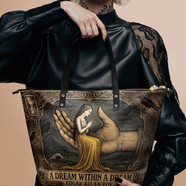 A Dream Within A Dream Leather Tote Bag