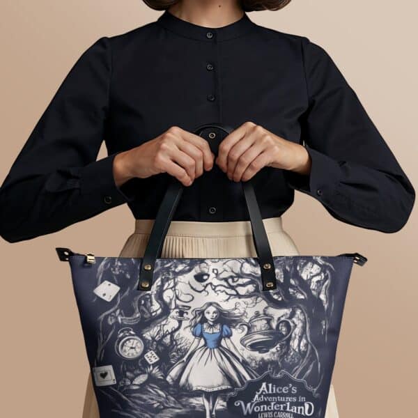 Down the Rabbit Hole Leather Tote Bag
