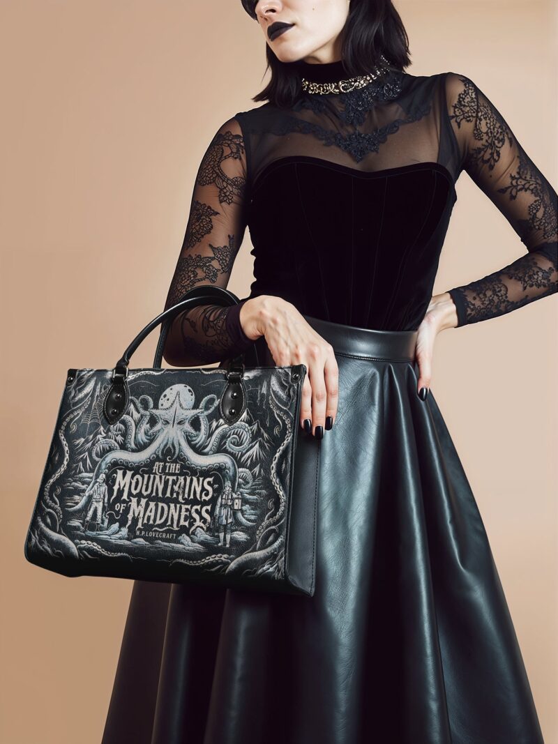 at-the-mountains-of-madness-inuse-1.jpg At The Mountains Of Madness Leather Handbag, Black Interior