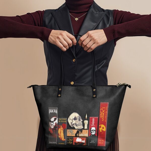 The Codex of Gothic Tales Deadlight Black Leather Tote Bag