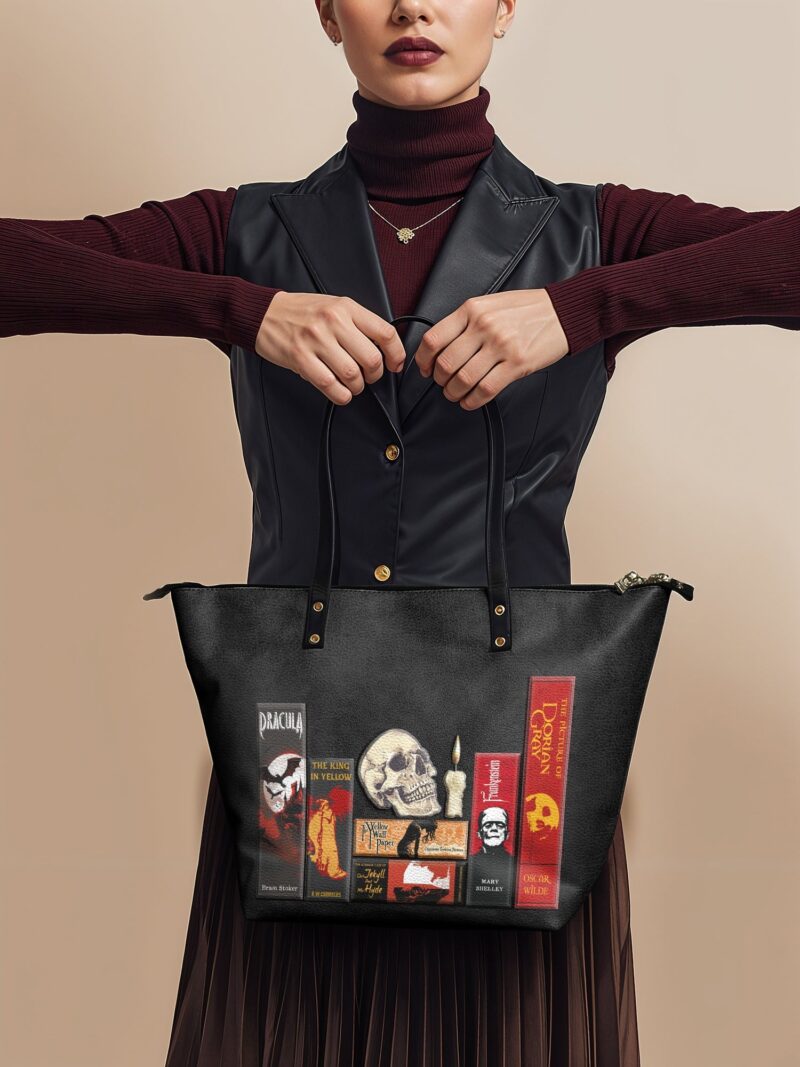 libro-horror-1_97c541e8-7a93-42e4-9ad7-d0db57276528.jpg The Codex of Gothic Tales Deadlight Black Leather Tote Bag