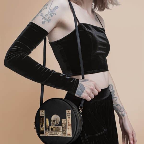 Lovecraftian Black Circle Crossbody Bag