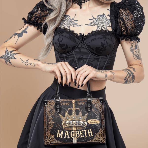 Macbeth Small Leather Handbag, Black Interior