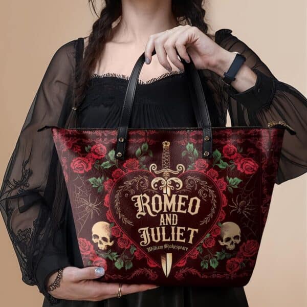 Romeo And Juliet Poison Rose Leather Tote Bag