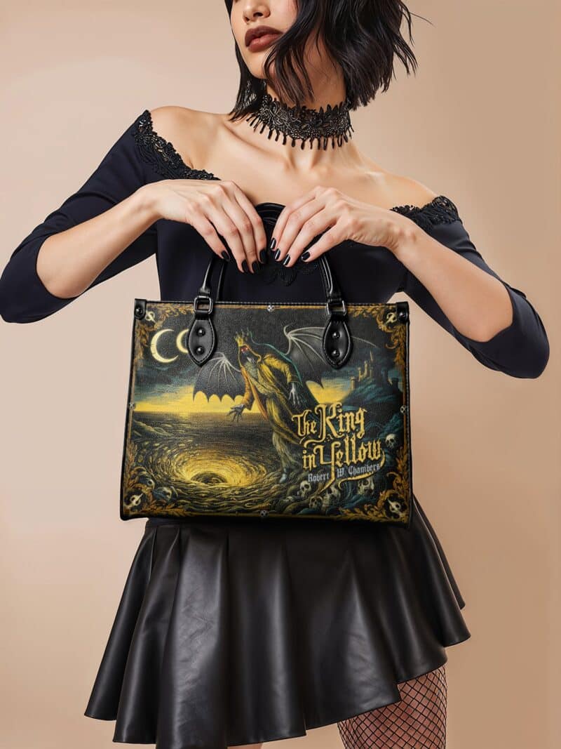 the-king-in-yellow-inuse-1.jpg The King In Yellow Leather Handbag, Black Interior