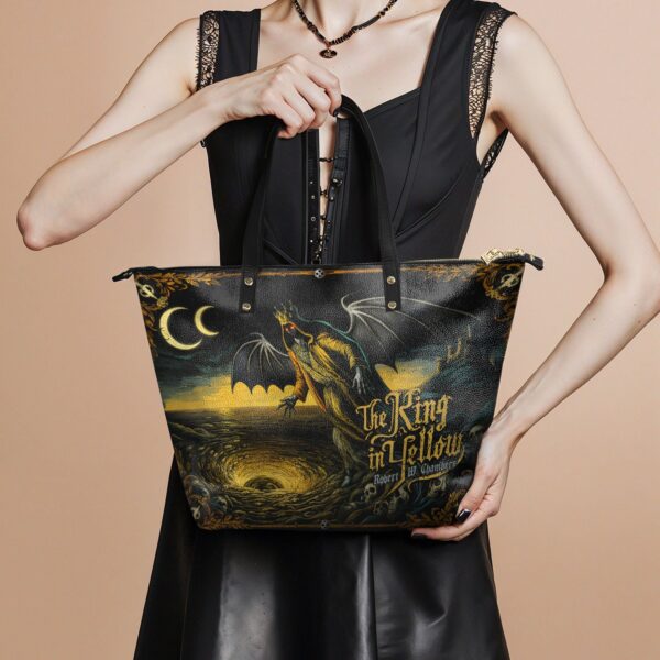 The King In Yellow Leather Tote Bag