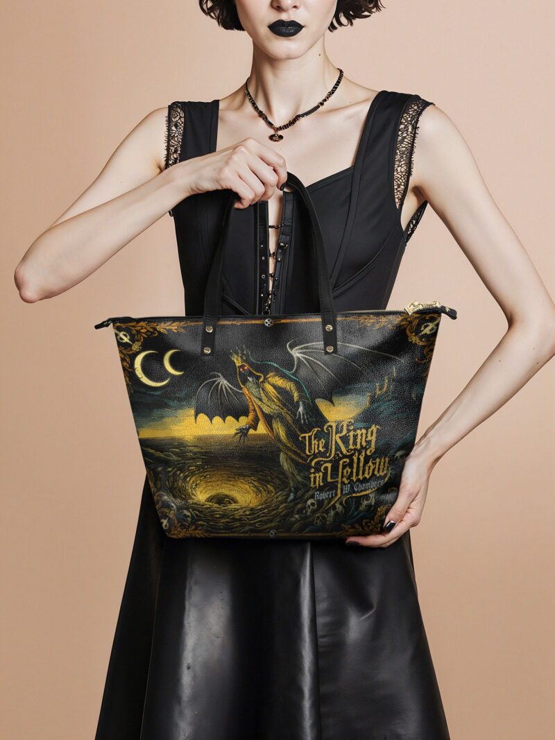 the-king-in-yellow-inuse-1_14cf296e-6af6-4b0c-8a83-d6ae4fa3a94e.jpg The King In Yellow Leather Tote Bag