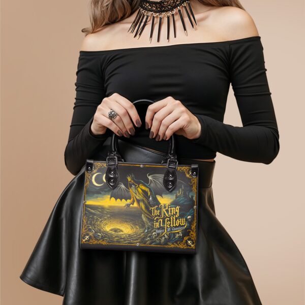 The King In Yellow Small Leather Handbag, Black Interior