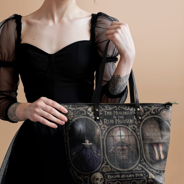 The Murders In The Rue Morgue Leather Tote Bag