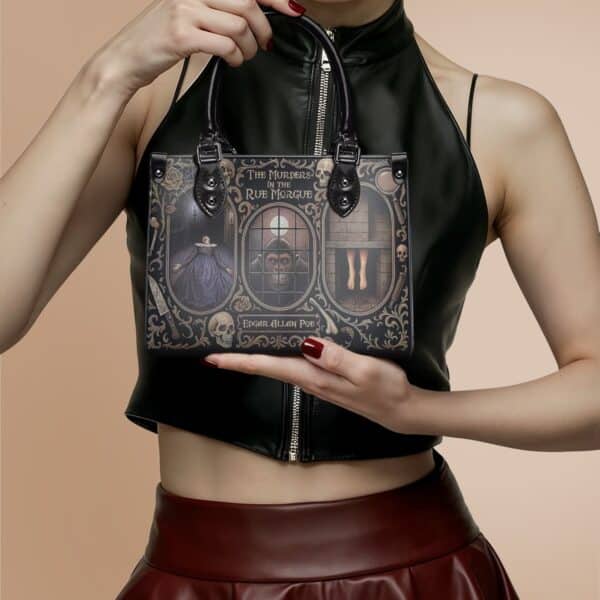 The Murders In The Rue Morgue Small Leather Handbag, Black Interior