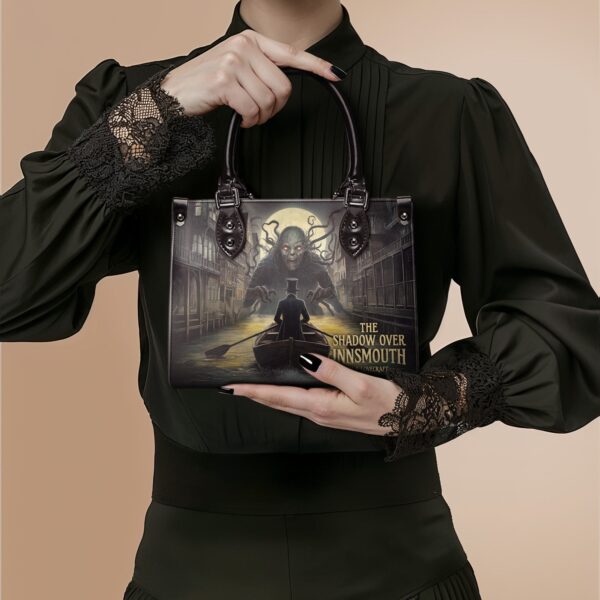 The Shadow Over Innsmouth Small Leather Handbag, Black Interior