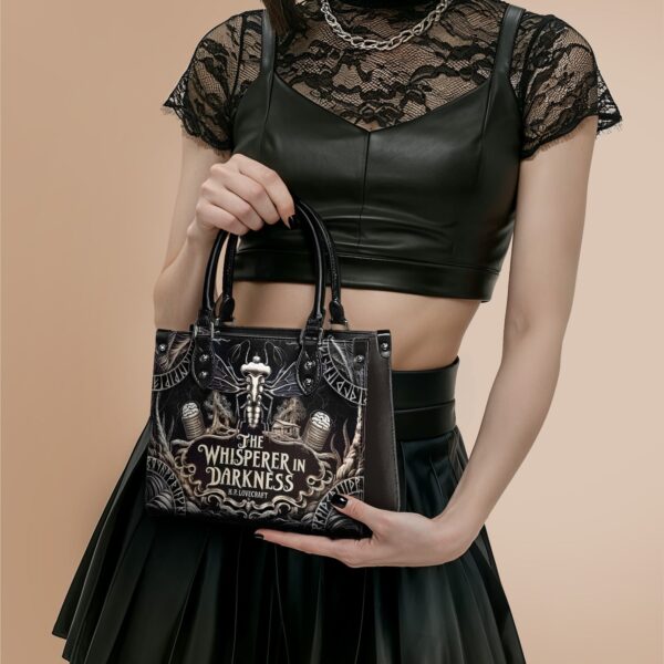 The Whisperer In Darkness Small Leather Handbag, Black Interior