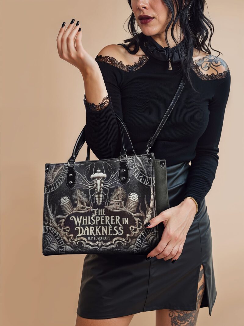 the-whisperer-in-darkness-inuse-2.jpg The Whisperer In Darkness Leather Handbag, Black Interior